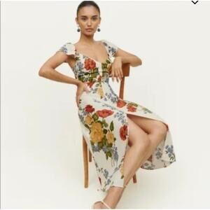 REFORMATION Baxley Formosa Floral Print Midi Dress 8 Casual Event Feminine Slit